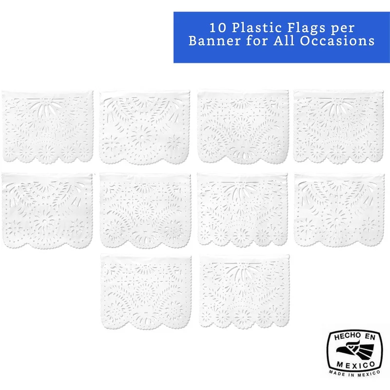 White Papel Picado Carved Hanging Banner Backdrop for White Weddings Birthday Carnival Mexican Themed Party Decoracione Supplies