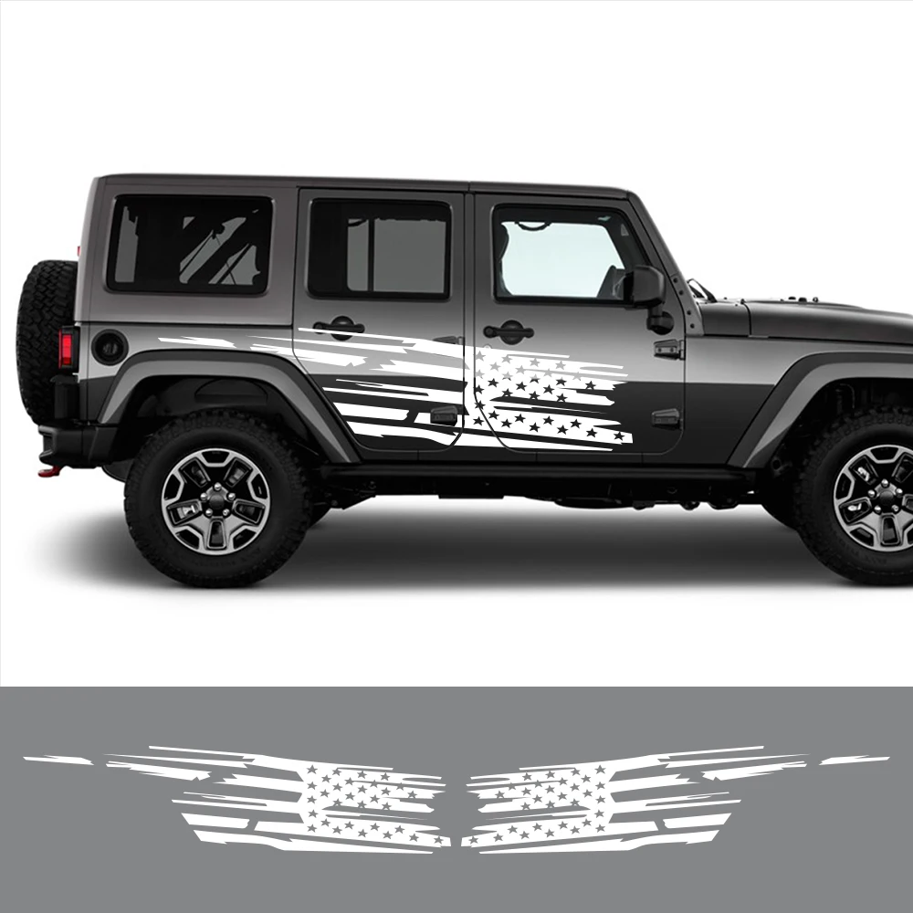 

Car Door Side Stickers For Jeep Wrangler JK JL TJ YJ Unlimited Sahara Rubicon Auto Graphics DIY USA Flag Decor Decal Accessories