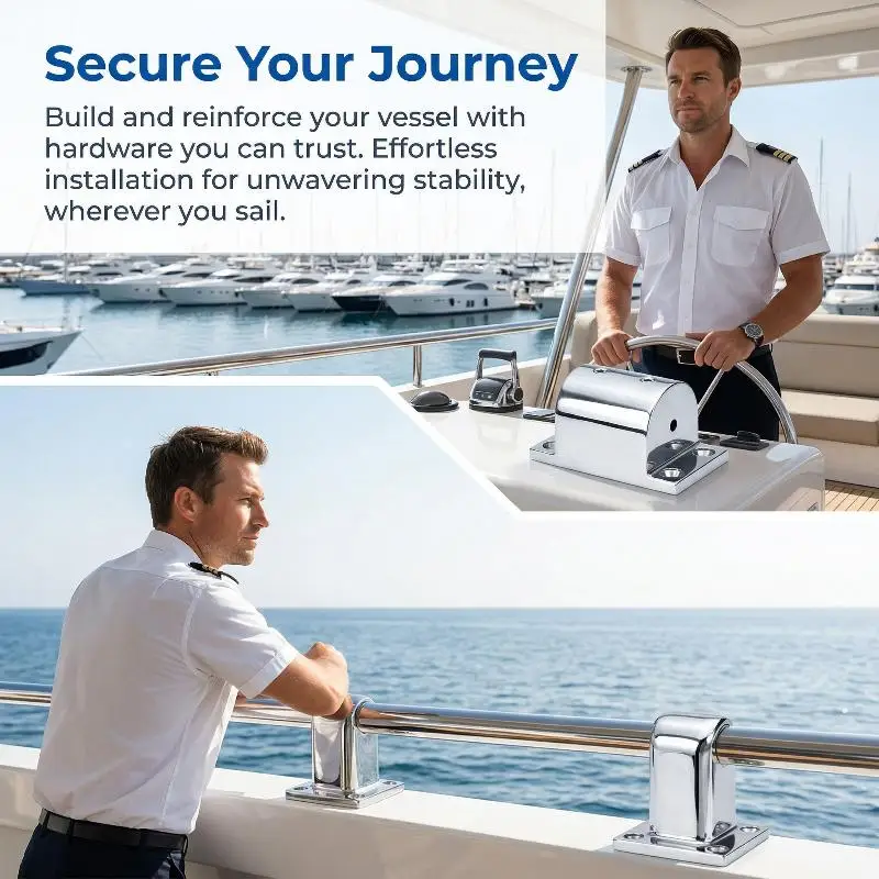 Boat Handrail Deck Stainless Steel Square Tube Post Base 20mm 22mm 25mm Secure Installation Durable Marine Accessory