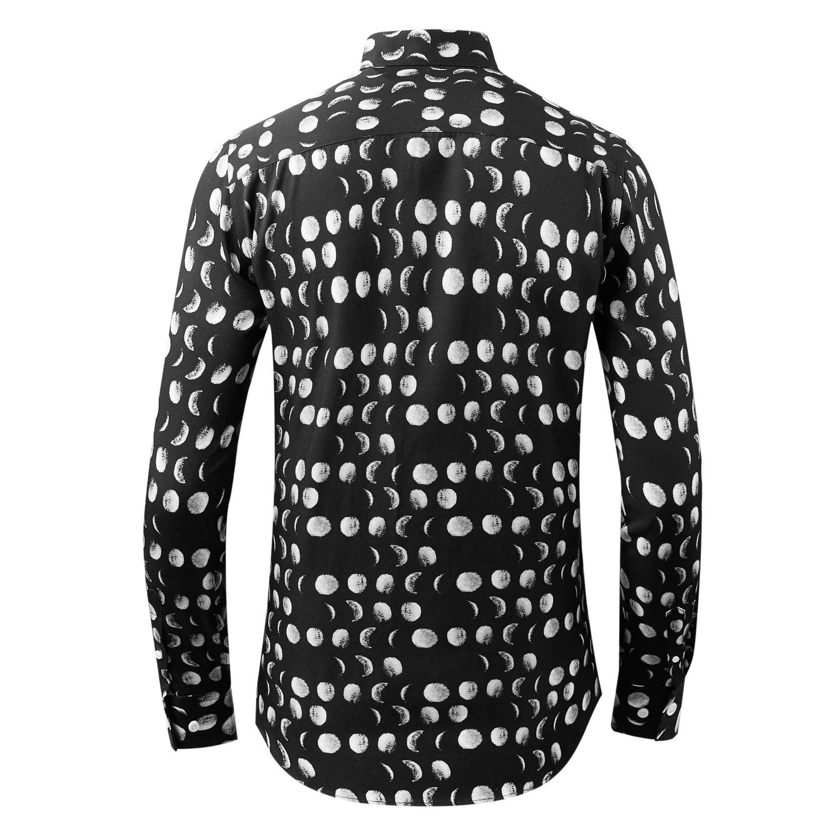 Lunar Polka Dot Printed Men\'s Shirt Luxury Brand Long Sleeve Casual Shirts Slim Fit Business Social Party Tuxedo Dress Shirts