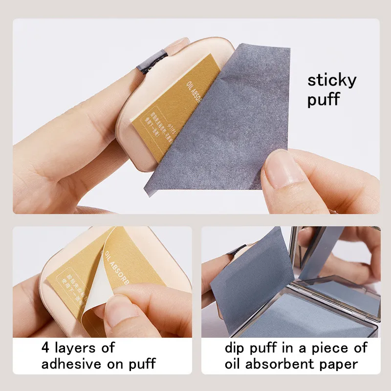 100pcs Protable Oil Blotting Paper And Powder Puff Matting Face Wipes Cleanser Oil Control Oil-absorbing Sponge Cosmetic Tools