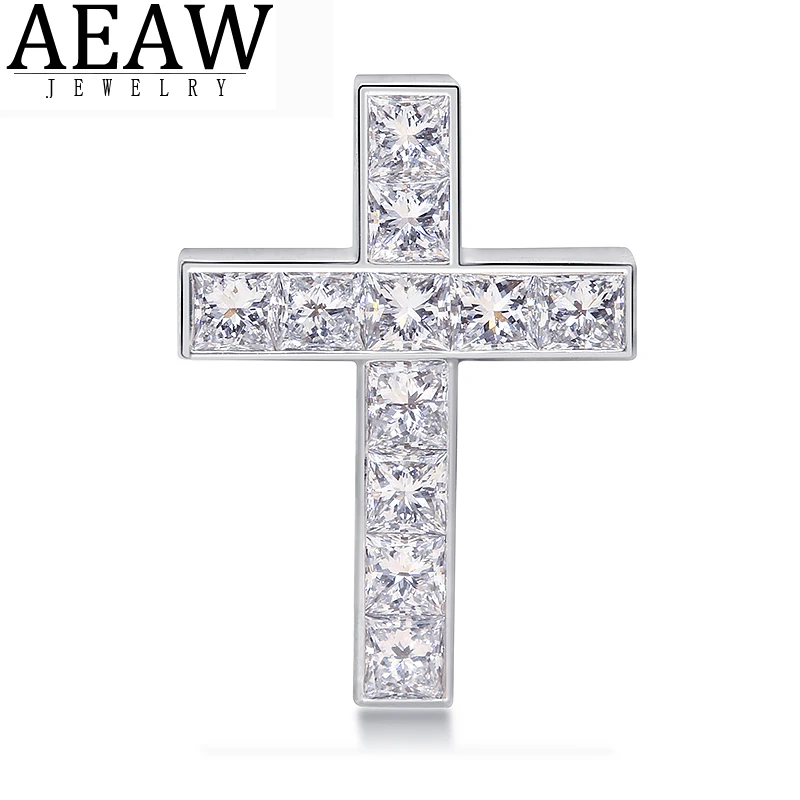 0.896ctw Princess Cut Moissanite Cross Pendant for Women Men Jewelry Moissanite Pendant 14K Gold no Chain