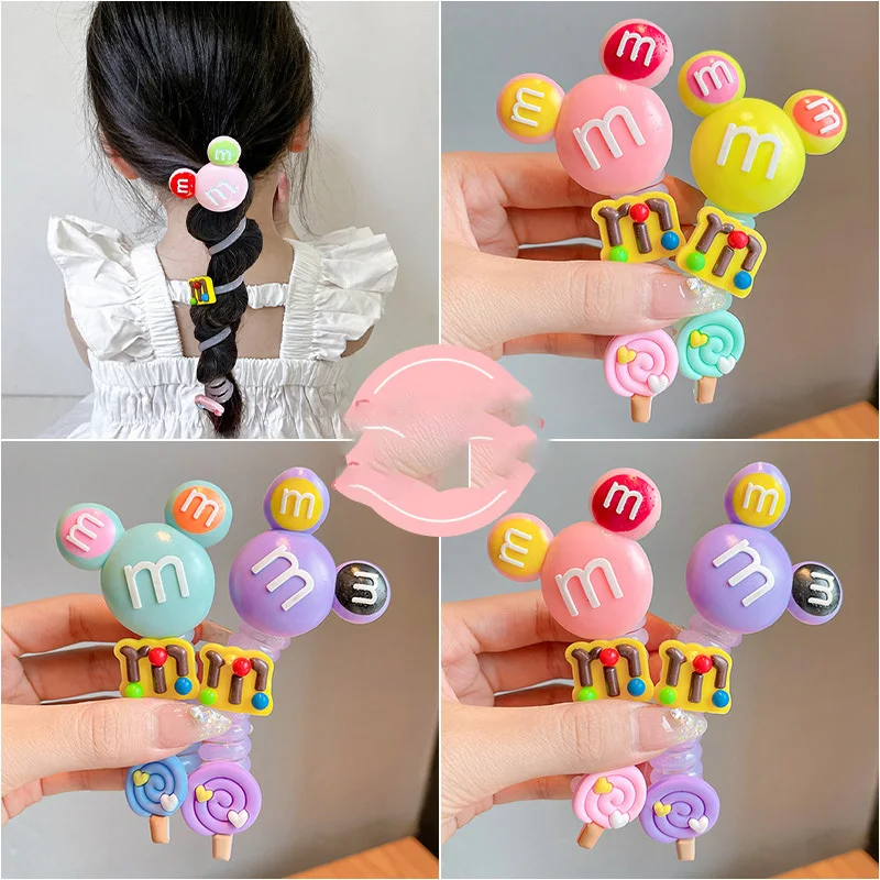 

1PC New Animal Head Elastic Spiral Hair Rope Head Rope Ponytail Hair Ring Rubber Band Lovely Headdress For Girls