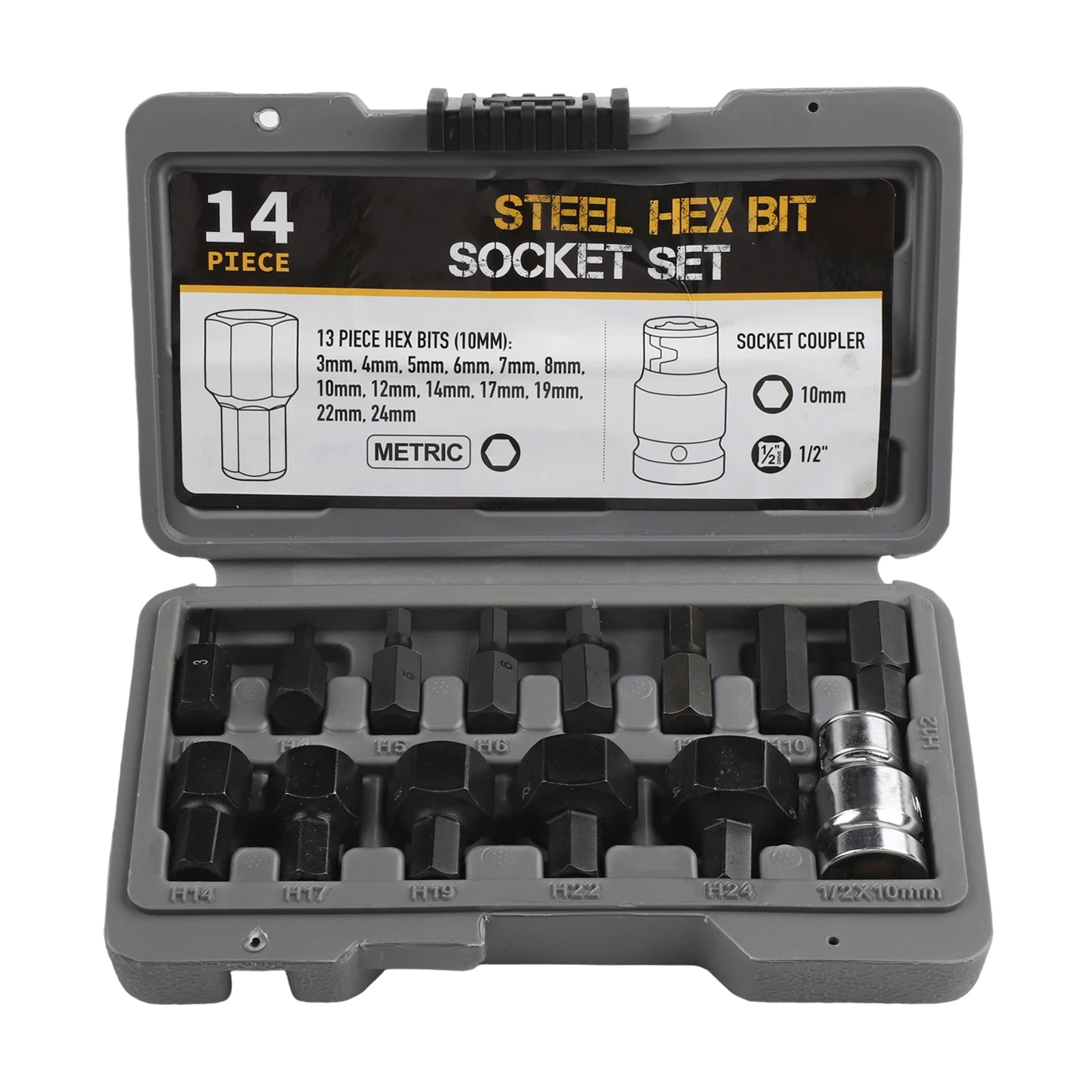 Vanadium Steel Wrench Head Tool 3 4 5 6 7 8 10 12 14 17 19 22 24mm Mechanics Tool Set 14pcs Hexagon Bit Sockets