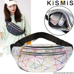 KISMIS Fashion PU Leather Belt Bag - Waterproof Metal Luster Men's and Women's Belt Bag for Travel