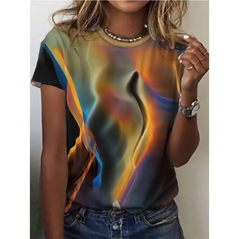 

Women's T-Shirt Summer Fashion Short Sleeved Casual Top Loose Breathable Micro Elastic Round Neck T-Shirt Women's Clothing Tee