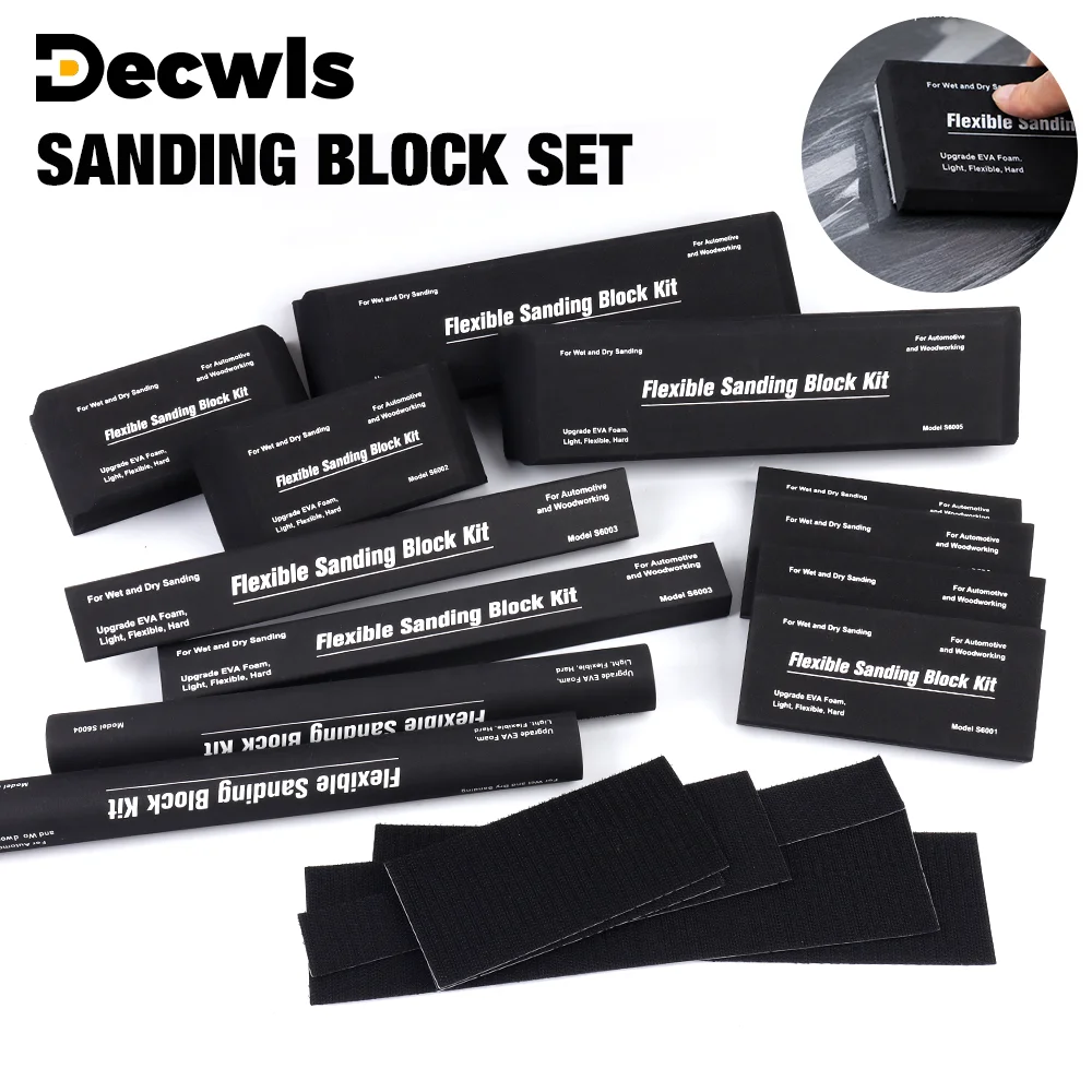 Lightweight Model Sanding Block Sets Foam Abrasive Grinding Blocks Multiple Sizes Comfortable Grip for Auto Body Paint Polishing