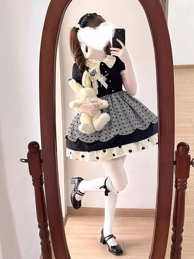 Cute Polka Dots Collar Lolita Dress Sweet Girl Heavy Industry