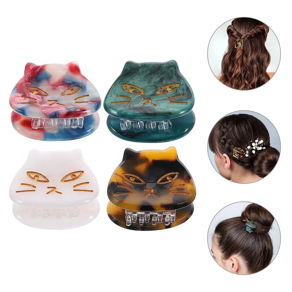 

8 Pcs Hair Claw Clips Cat Hairclips Women Aesthetic Accessories Barrettes for Cartoon Animal Decor