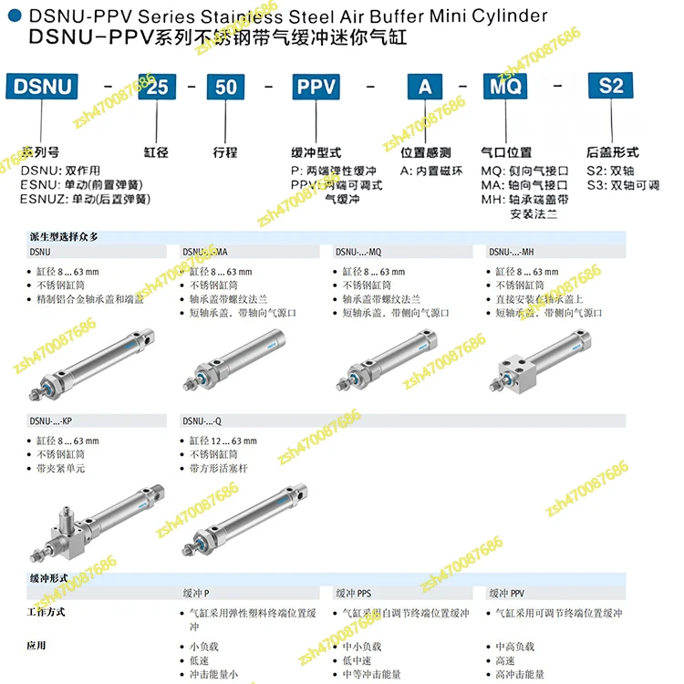 اسطوانة فيستوس DSNU-32-20-25-32-40-45-50-80-100-125-160-PPVA/-P-A DSNU DSNU-32 PPV A #2