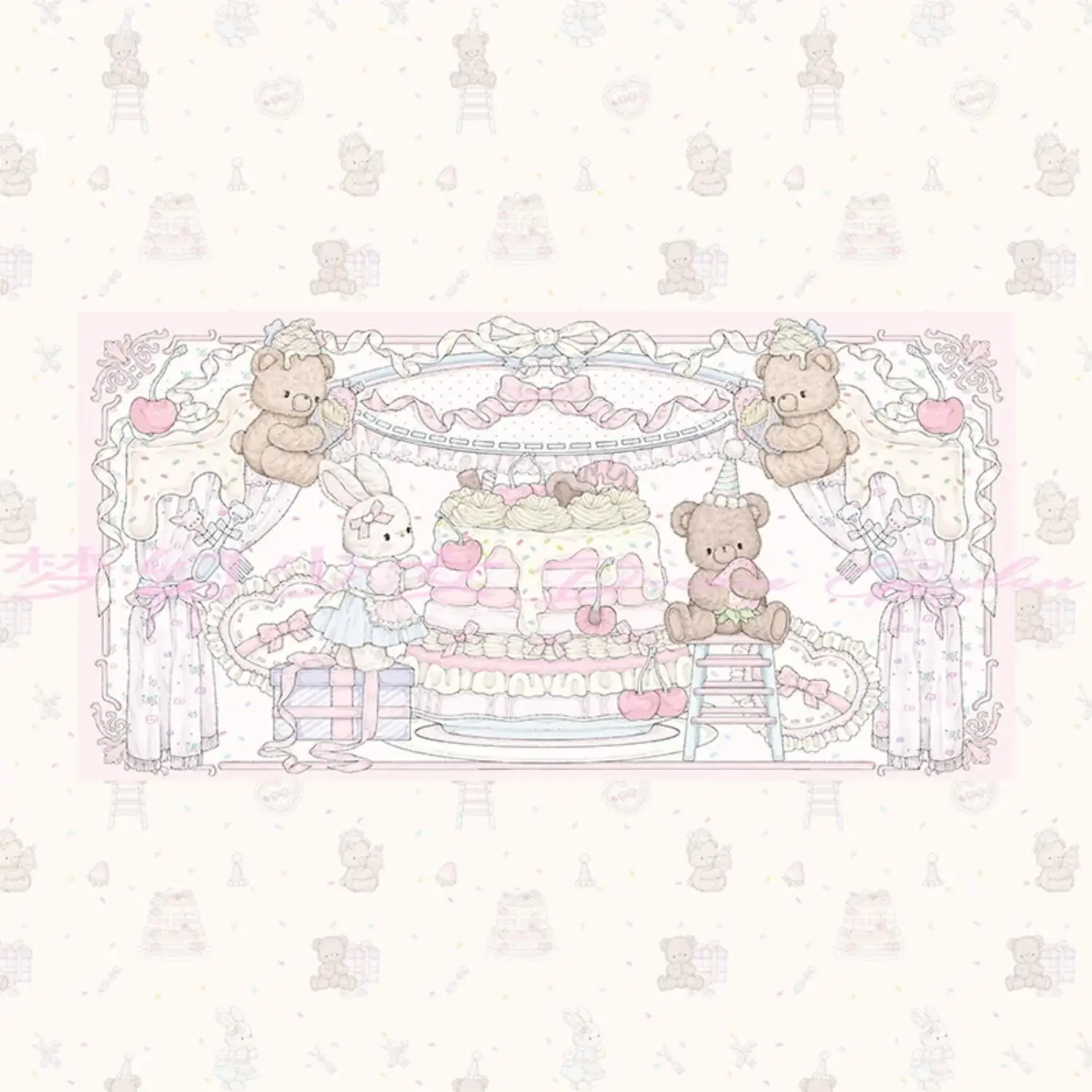 Sweet Bear Rabbit Birthday Pu Leather Mousepad Office Desk Mat Mouse Pad Computer Speed Type Carpet Mat Player Laptop Keyboar