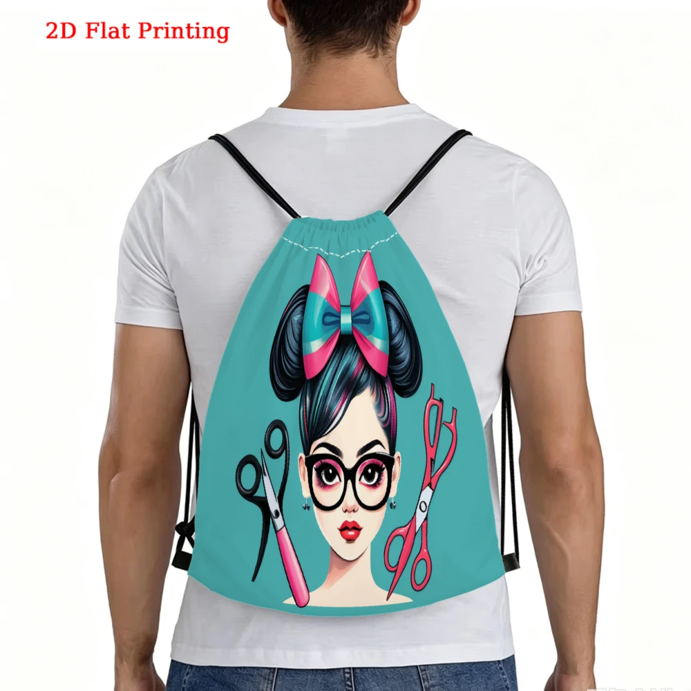 Fashionable, Drawstring Backpack, 2D Flat Printing Cartoon Girl Pattern, Fitness Sports Bag, Outdoor Travel Drawstring Pack