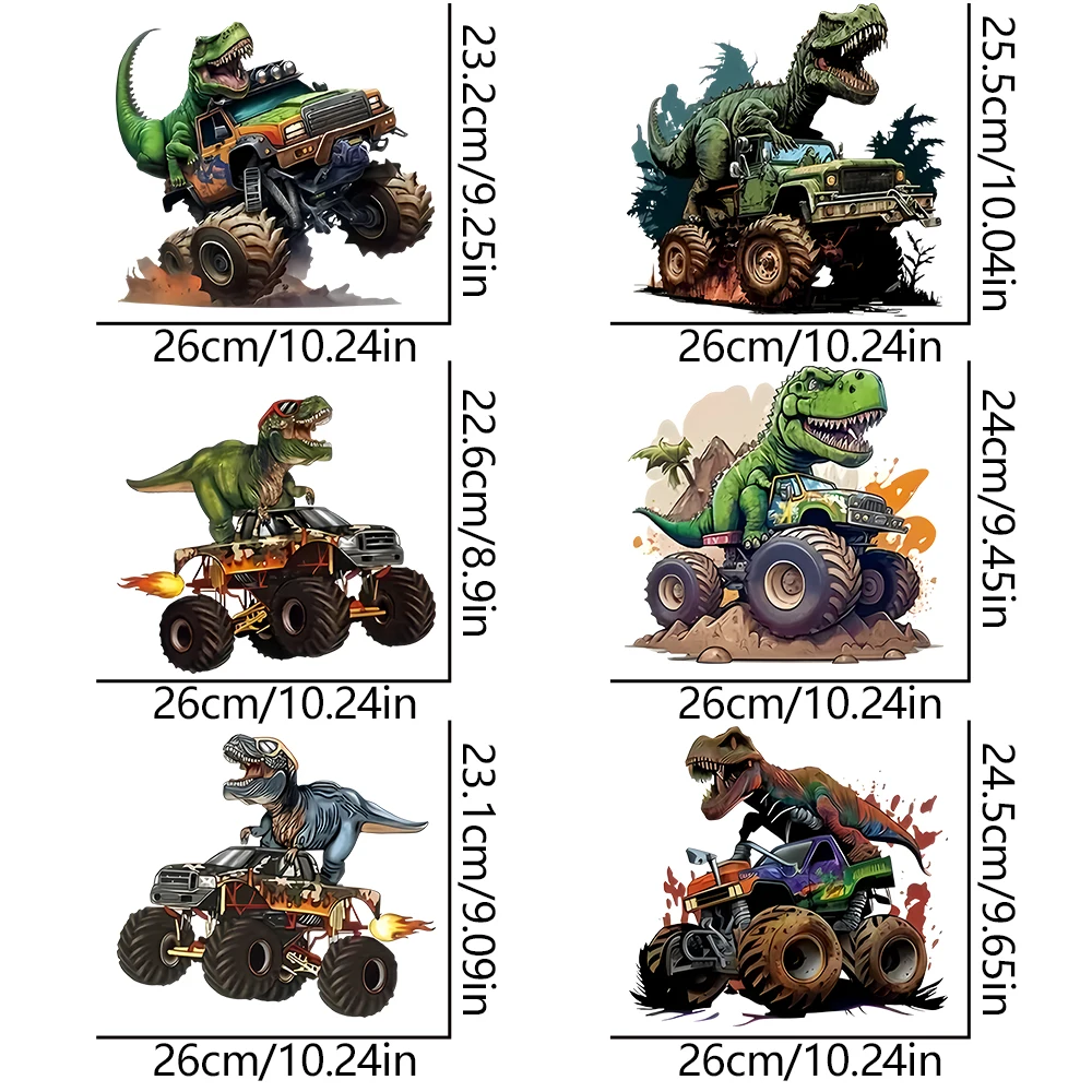 6 Pieces Dinosaur Pattern Heat Transfer Decal, Personalized Trend DIY Iron-On Decal for DIY T-shirt Making, Heat Transfer Patch