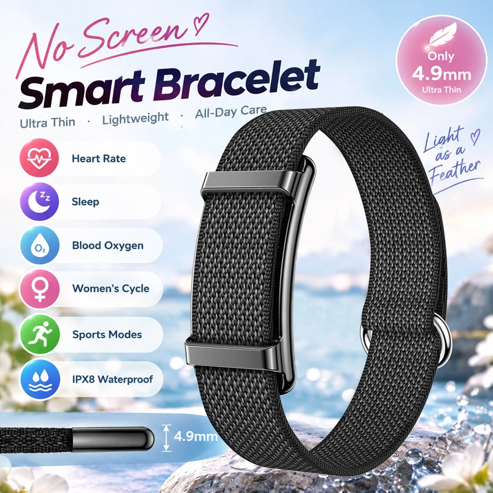 2026New 4.9mm Ultra-Thin Smart Bracelet  Men Heart Rate Blood Oxygen Monitoring Sports Modes IPX8 Waterproof Smartwatch Women