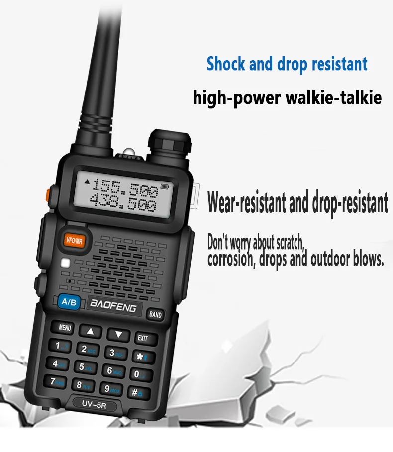 Baofeng uv 5r اسلكية تخاطب 5 واط عالية الطاقة ثنائي النطاق اتجاهين راديو طويل المدى يده أجهزة الاتصالات المحمولة للصيد