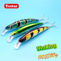 Testar Fishing Lure 110mm 20g Sinking Minnow Bait Long Casting Jerkbait Artificial Wobblers Swimbait for Pike Bass Pesca Tackle