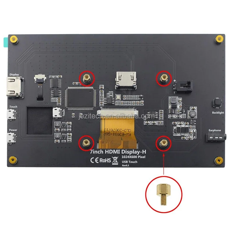 Supporto Raspberry Pi 3 Raspberry Pi 4 Display multi-touch da 7 pollici IPS 1024x600 Touch screen capacitivo da 7 pollici LCD (H) con 2 supporti