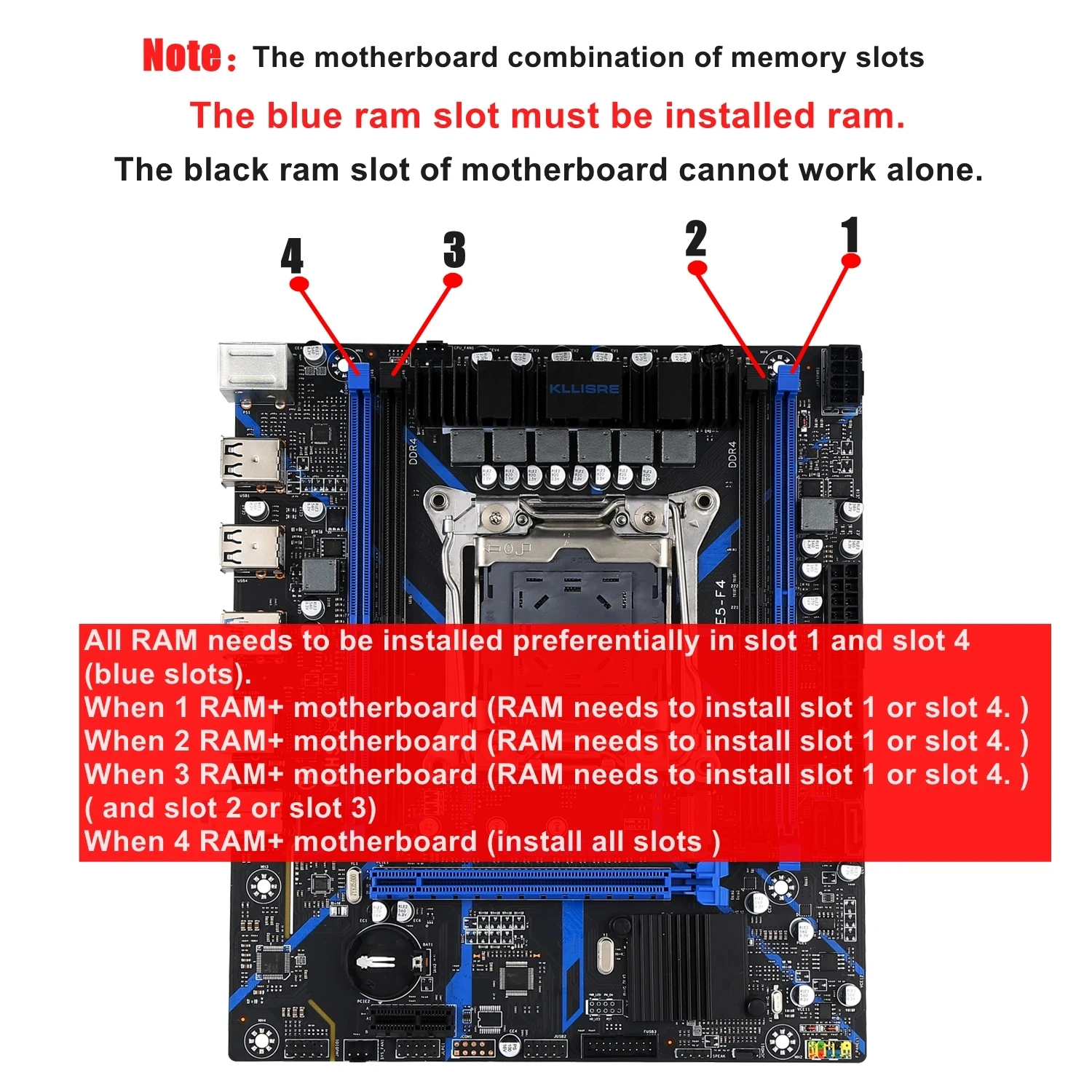 Kllisre X99 Motherboard Combo Kit Set LGA 2011-3 Xeon E5 2680 V4 CPU DDR4 16GB (2PCS 8G) 2666MHz Desktop Memory