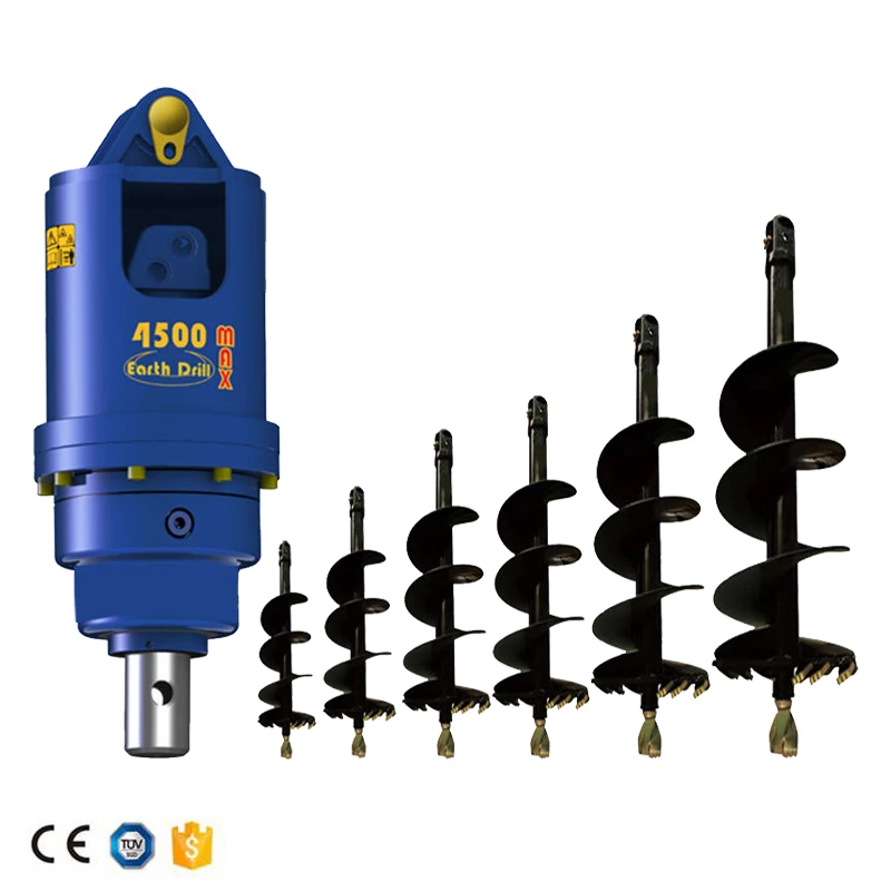 Custom Mini Excavator Attachment Hydraulic Earth Auger, Drill Machine for Hole Drilling & Ground Driving