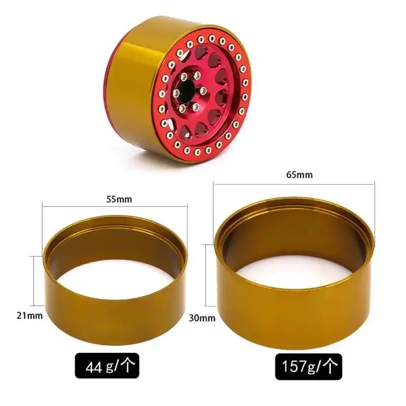 GGRC 2pcs 1.9 2.2 Counterweight  Wheel Hub Rim for 1/10 RC Crawler Axial SCX10 90046 AXI03007 Traxxas TRX4 RedCat D90