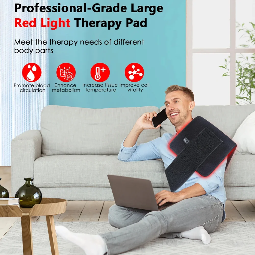 360LED 大型赤色＆赤外線治療ベルト ボディウェアラブルラップ加熱パッド LED 美容機器 顔と体の肩関節筋肉用