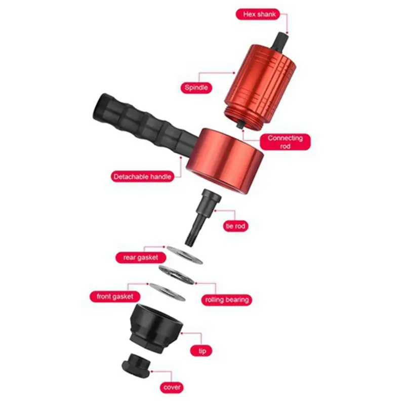Happy New- Detachable Manual Electric Rivet Nut Tool Conversion Accessories Hand Rivet Nut Tool Set