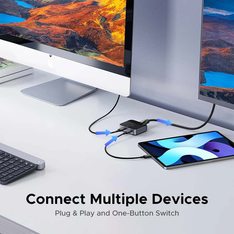 UGREEN USB C Switch 2 in 1 Out 4K 60 هرتز USB-C الجلاد ل PS5 Xbox PC شاشة الكمبيوتر المحمول العارض لوحة المفاتيح الماوس لرسو السفن #6