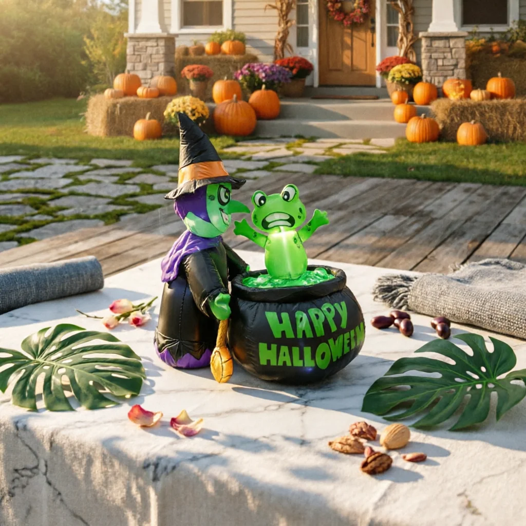inflatable-witch-with-frog-bright-inflatable-witch-with-pot-outdoor-decoration-green-easy-for-lawn-garden