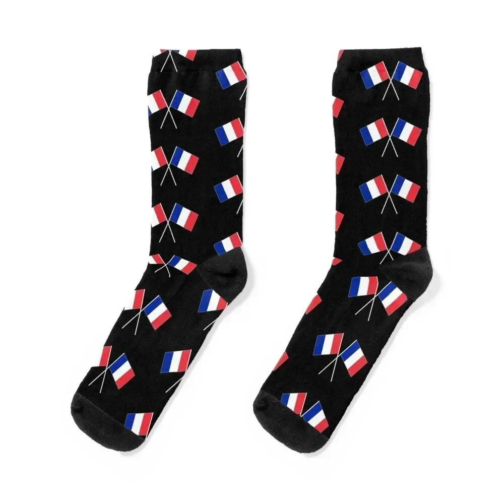 

France french crossed flags flags Socks football sheer Non-slip Socks For Man Women's