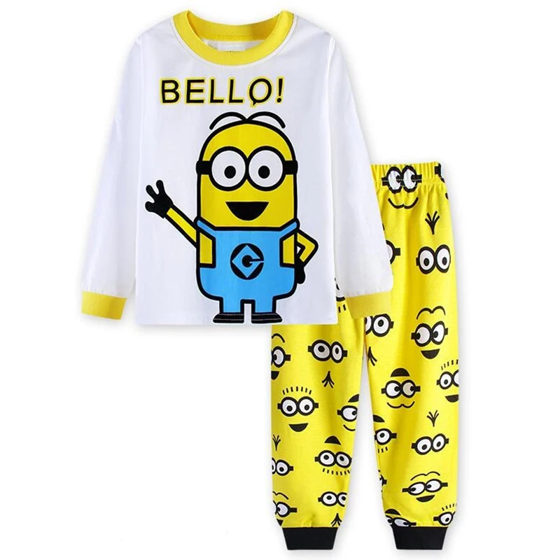 Despicableme Minion Series piżama dziecięca 2 szt. Zestaw chłopcy dziewczęta Cartoon bielizna nocna z długim rękawem bluza dziecięca odzież domowa