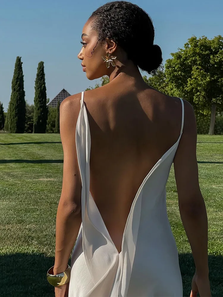 Tief Ausgeschnittenes Seitlich Geschlitztes Langes Kleid Damen Sexy Ärmelloses Rückenfreies Plissiertes Party-Abendkleid Charmantes Damenkleid Vestidos Longo – Detail 11