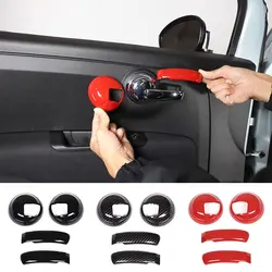 For Fiat 500 2010-2023 ABS Carbon Fiber Car Inside Handle Panel Frame Cover  Trim Sticker Car  Accessories
