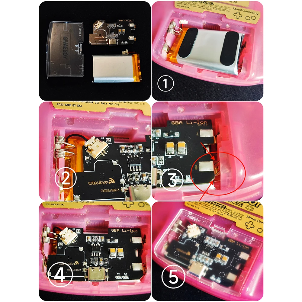 

Universal Rechargeable Battery Module 1800mAH Li-ion USB-C For Game Boy Advance Lithium Battery Mod For GBA