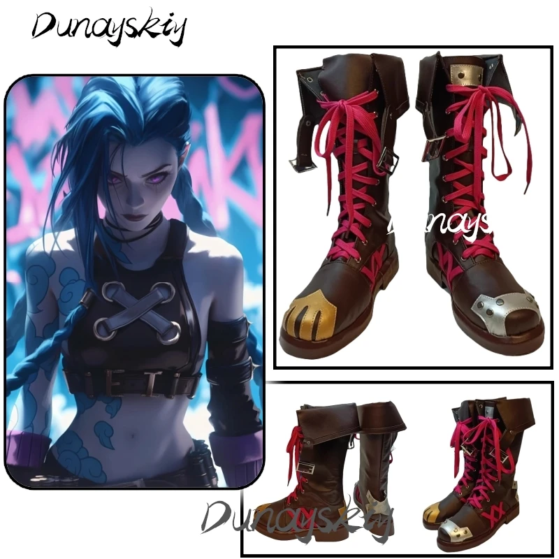 Arcane Jinx Cosplay Shoes Game LOL League of Legends Role play Prop Shoes for Halloween Christmas Customized