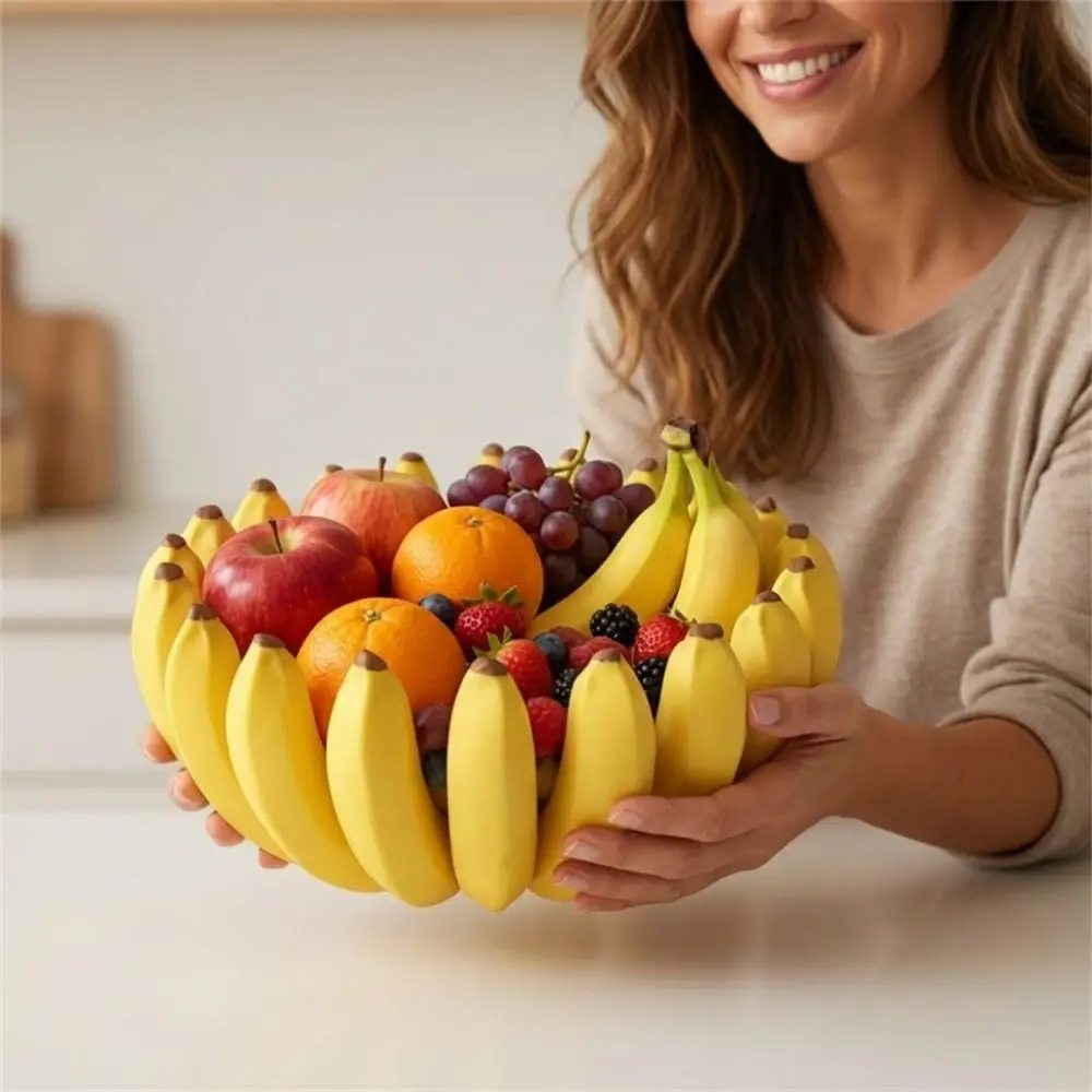 Novelty Banana Shaped Fruit Tray Plastic 3D Printed Fruit Storage Tray Unique Gift Large Capacity Fruit Serving Plate Office