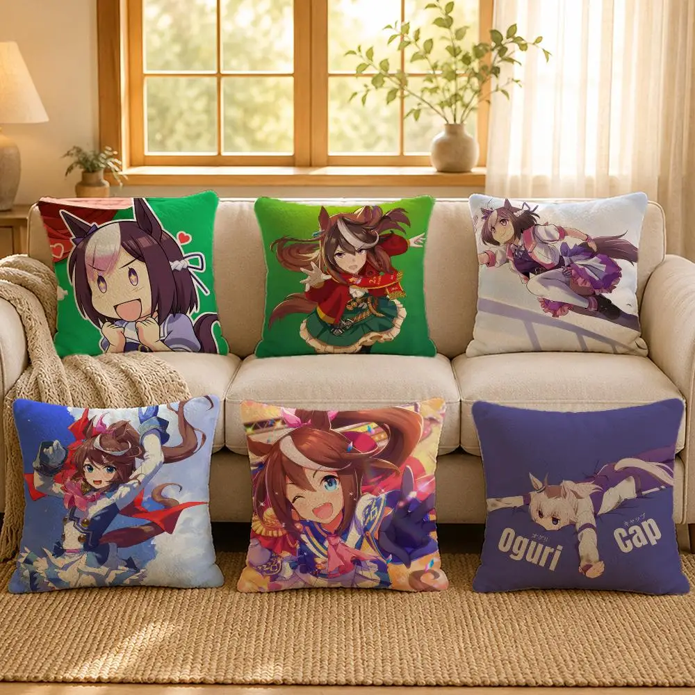 Anime Uma Musume Pretty Derby Cushion Cover Personalized Short Plush Soft Bedroom Sofa Home Decor Gift