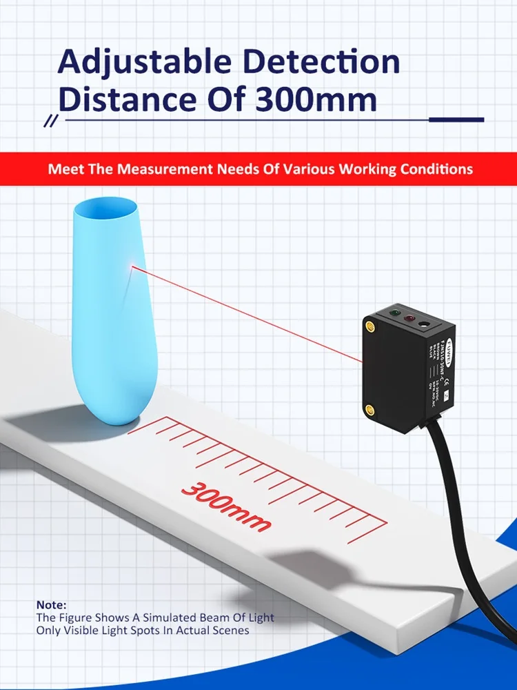 FJNS10-30NF-C Erkennungsabstand 300 mm Photoelektrischer Infrarotsensor Schalter Entfernungsmessung Lasersensoren – Detail 3