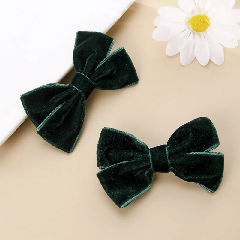 2pcs Sweet Velvet Bow Hair Clip For Girls Vintage Kids Hairpins Barrette Bowknot Hair Clips Headwear Hair Accessories