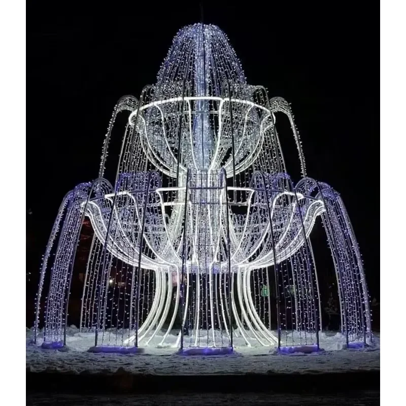 Custom IP65 LED Giant 3D Fountain Pattern Light for Outdoor Street Decoration Commercial Christmas Display Lighting Fixtures