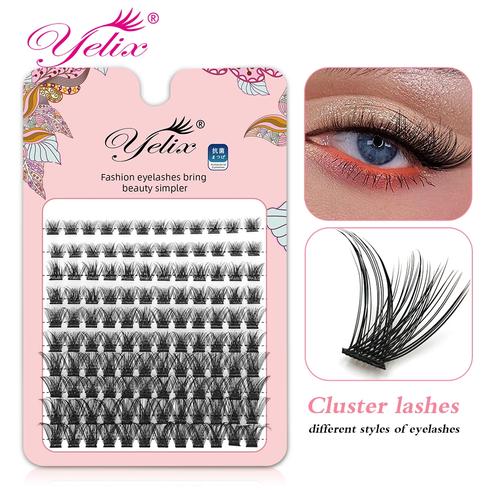 Yelix 120pcs Large Capacity Thick Fluffy Eyelash Extension Manga-Comic Individual Lashes Claster Daily Eyelashes Makeup Tools