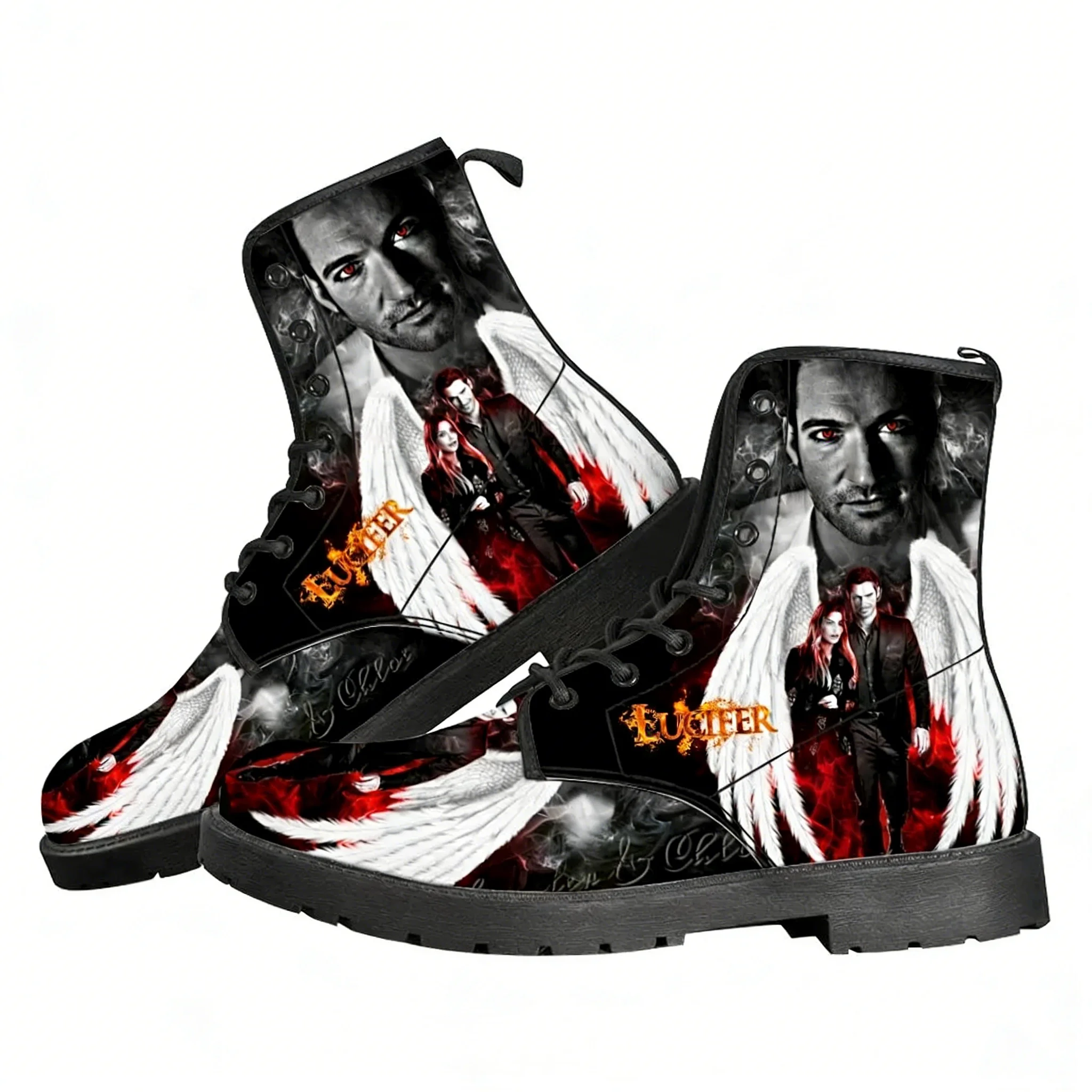 

Lucifer TV Casual Boots Lucifer Morningstar Mens Womens Teenager Shoes Street 3D water proof Boot Outdoor Customize Made Boots