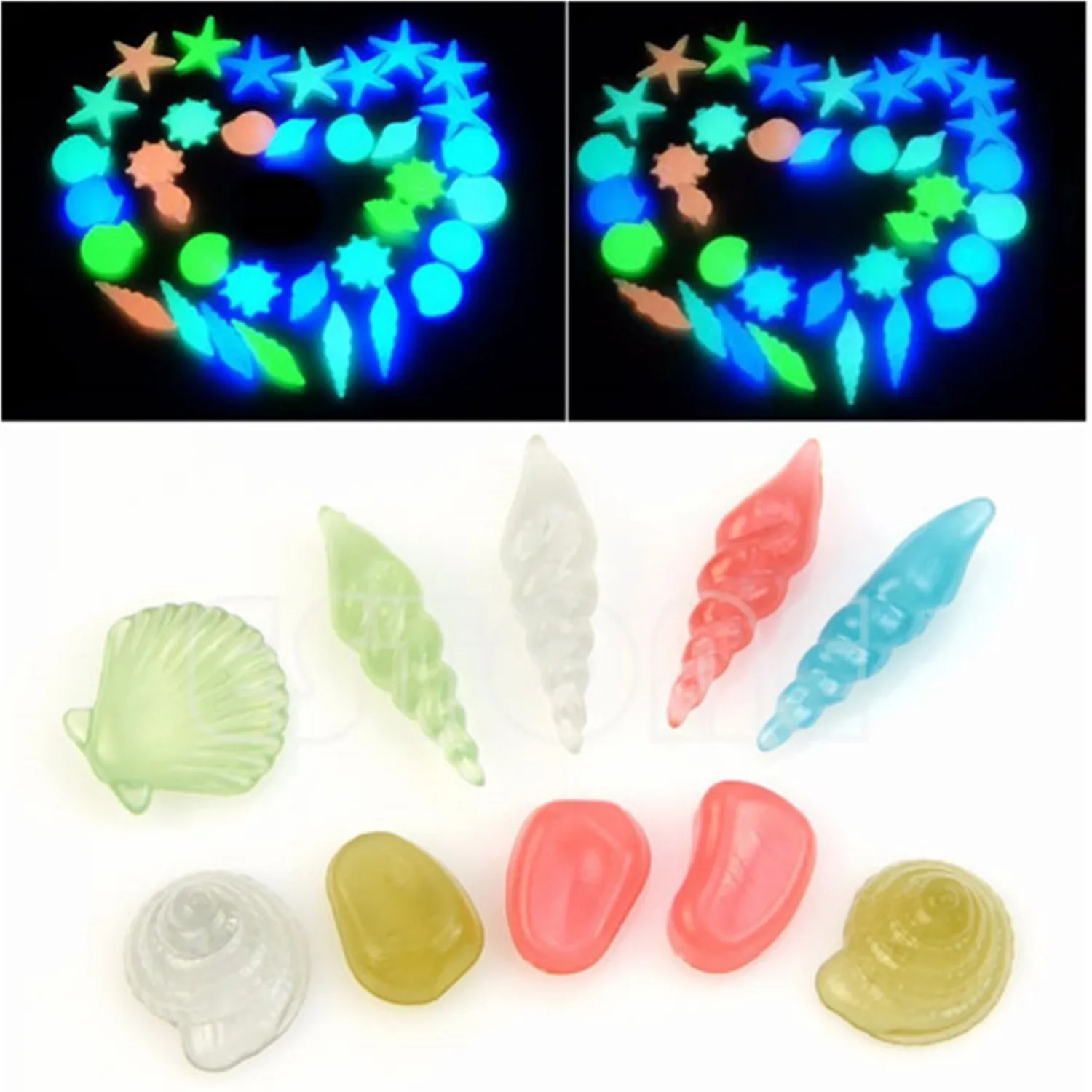 100Pcs/Lot Multicolor Aquarium Decorative Glow Stones See Shells Luminous Pebble Stones Glow in the Dark Party DIY Decoration