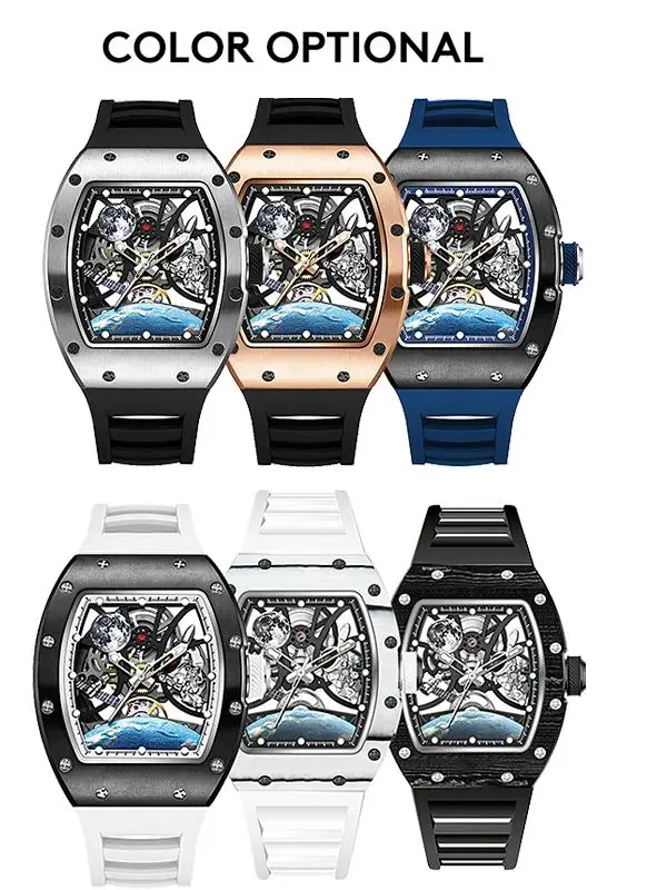 Reloj mecánico automático con correa de silicona, accesorios de pulsera de alta gama, resistente al agua, de acero inoxidable, novedad de 2026