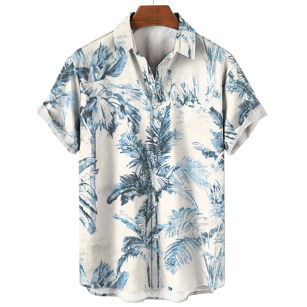 New men's casual shirt for summer wear  Hawaiian men's beach vacation shirt Fashion short sleeved shirt