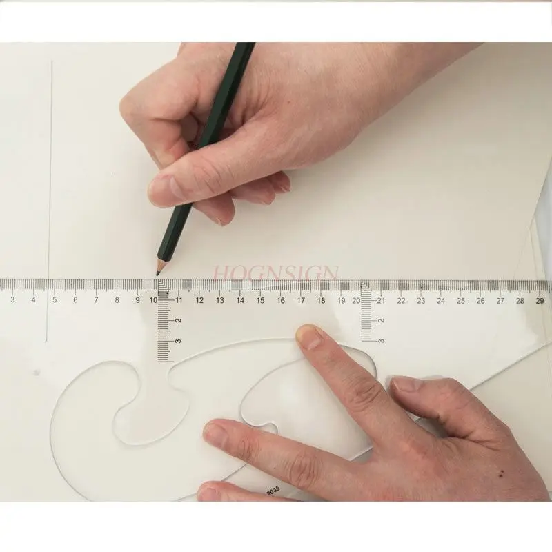 Conjunto de régua triangular de 2 peças, régua curva versátil, régua em forma de T