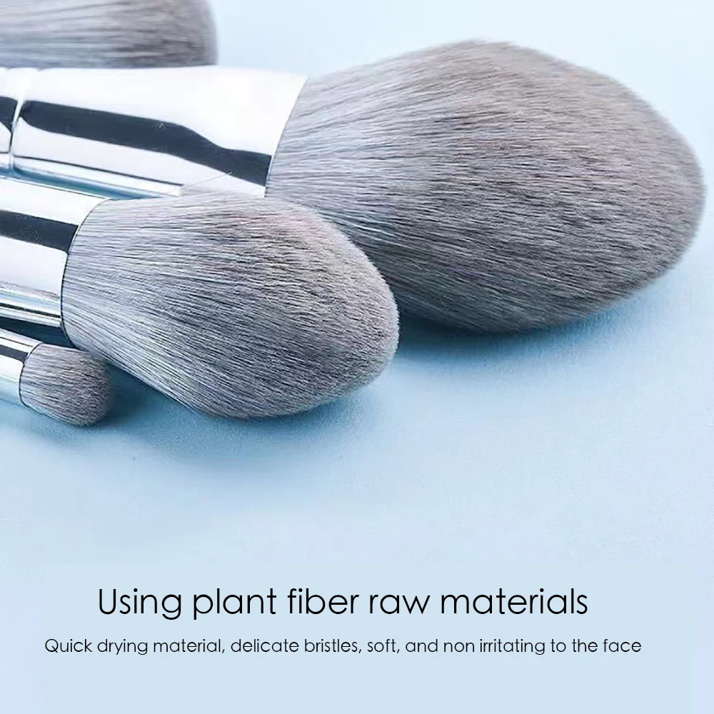 14개 실버 메이크업 브러쉬 세트 파우더 그레이 블러쉬 컨실러 파운데이션 아이섀도우 아이라이너 아이 코스메틱스 페이스 뷰티 도구