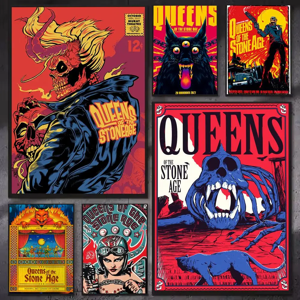 Band Q-Queens Of The Stone Age Poster Self Adhesive Waterproof Wall Decor for Modern Home Bedroom Living Room
