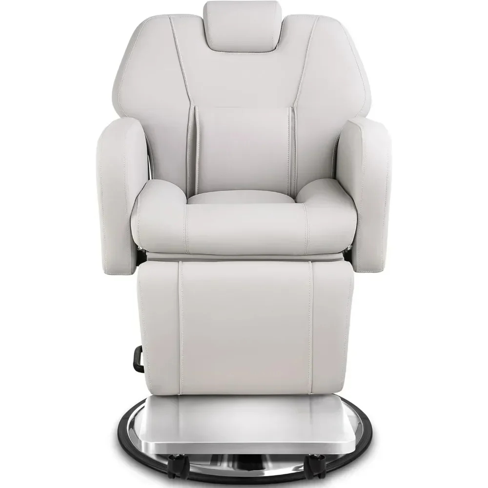 Professional Barber Chair,  Reclining Salon Chair with Comfortable Seat Cushion, All-Purpose Hair Chair with Removable Headrest