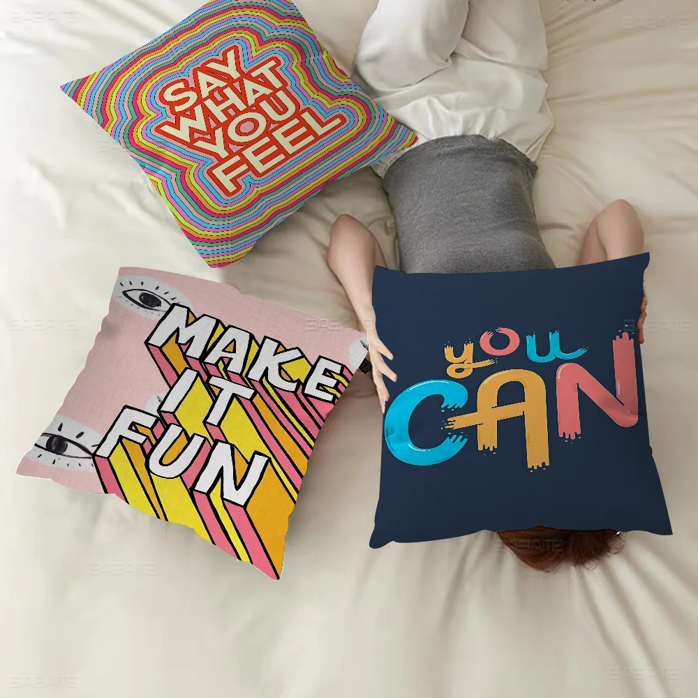 

Motivational Quotes Stitch Lucky Dragon Pillow Cover Sofa Cushion Cover Home Room Decoration Children Gift