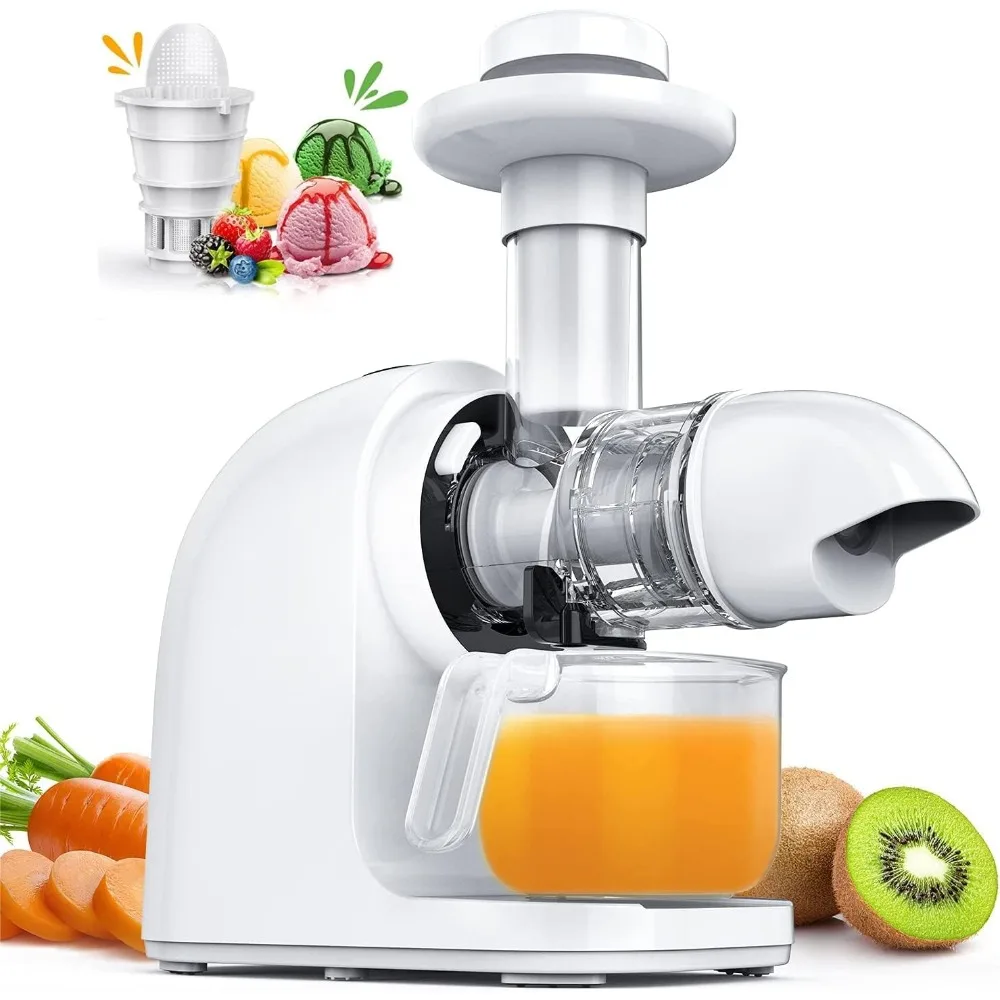 

Juice Extractor, Slow Juicer Cold Press with Reverse Function, Anti-Drip and Silent Motor, BPA Free Ceramic Screws